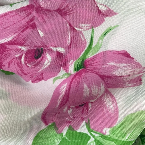 VINTAGE 80’s Valentina Fiore Pink Rose Pattern Print Square Scarf Black Frame - Picture 4 of 9